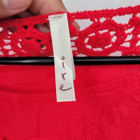 Plus Size Blouse Embroidered Crochet Crewneck Sheer 3/4 Sleeve 2XL Womens Red - Picture 4 of 12